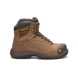 Caterpillar Diagnostic Hi Waterproof Thinsulate™ Steel Toe Men's Work Boots Dark / Beige | 072539-OMV