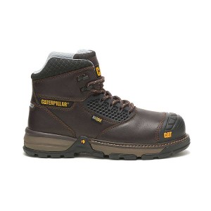 Caterpillar Excavator Superlite Cool Carbon Composite Toe Men's Work Boots Dark / Brown | 104358-UFW