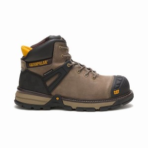 Caterpillar Excavator Superlite Waterproof Carbon Composite Toe Men's Work Boots Dark / Grey | 038457-ZGL