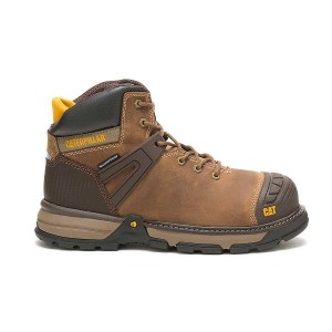 Caterpillar Excavator Superlite Waterproof Soft Toe Men's Work Boots Dark / Beige | 803769-EUR