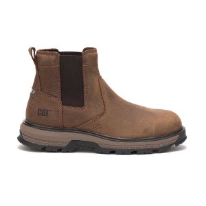 Caterpillar Exposition Chelsea Alloy Toe Men's Work Boots Brown | 793215-VLE