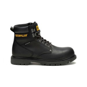 Caterpillar Second Shift Waterproof Steel Toe Men's Work Boots Black | 136047-SPG