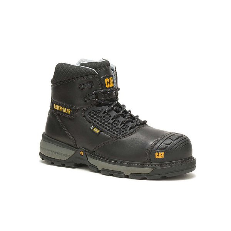 Caterpillar Excavator Superlite Cool Carbon Composite Toe Men's Work Boots Black | 581074-KBX