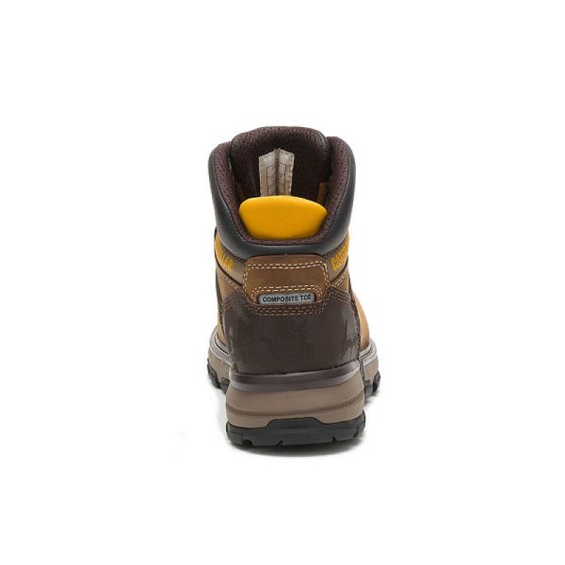 Caterpillar Excavator Superlite Waterproof Carbon Composite Toe Men's Work Boots Dark / Beige | 564802-AUN