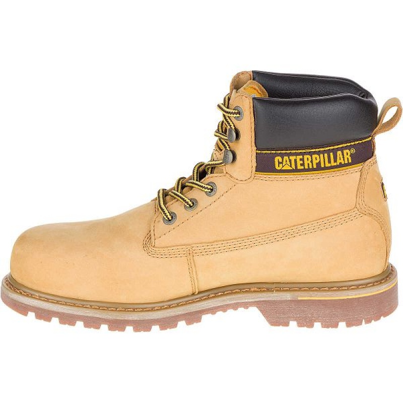 Caterpillar Holton Steel Toe S3 HRO SRC Men's Work Boots Brown | 507934-QGL