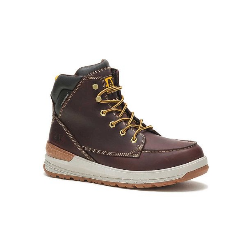 Caterpillar Impact Waterproof Men's Work Boots Brown | 586309-BHS