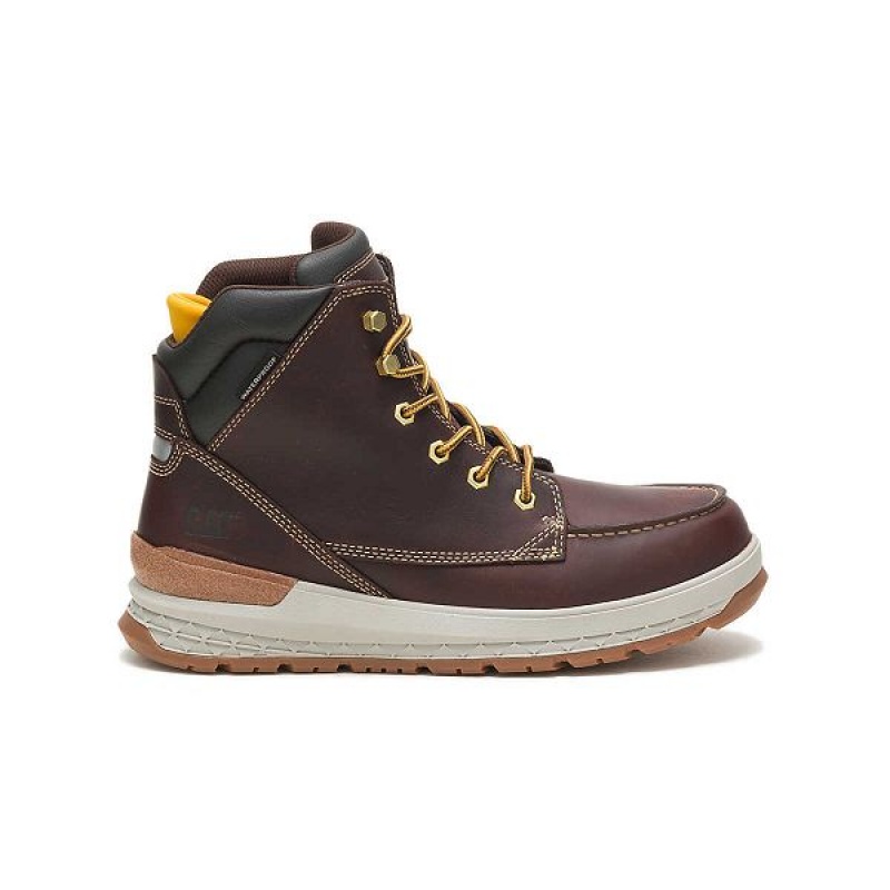 Caterpillar Impact Waterproof Men\'s Work Boots Brown | 586309-BHS