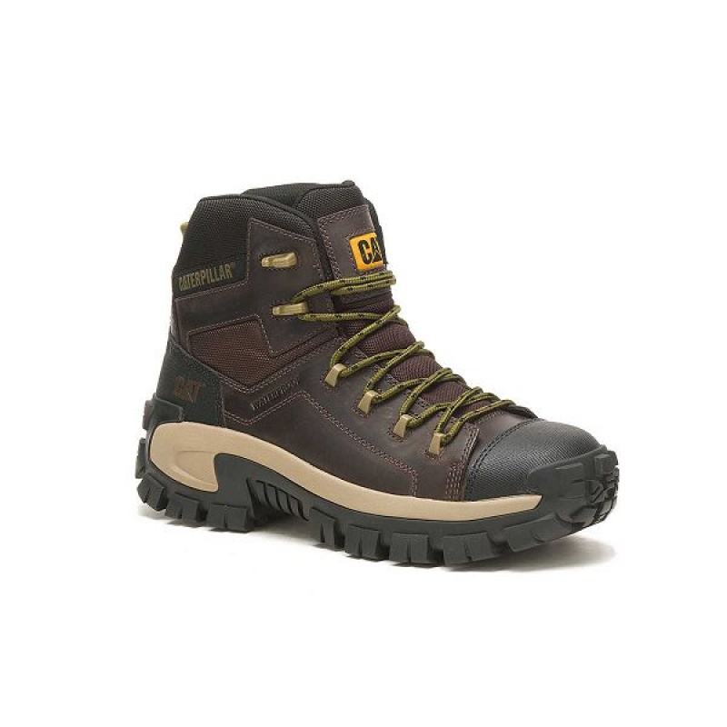 Caterpillar Invader Hiker Waterproof Composite Toe Men's Work Boots Coffee | 906185-WFZ