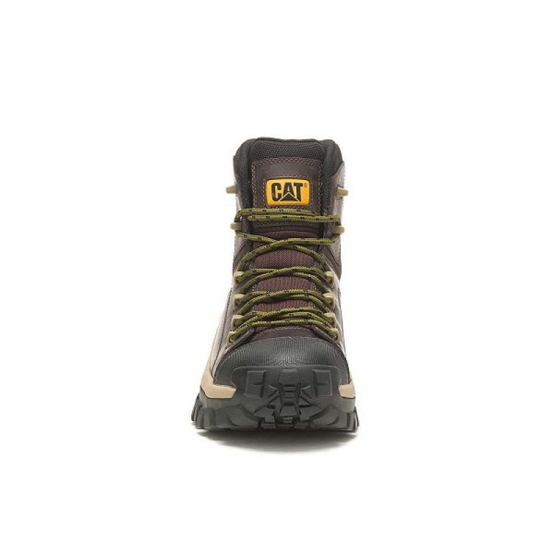 Caterpillar Invader Hiker Waterproof Composite Toe Men's Work Boots Coffee | 906185-WFZ