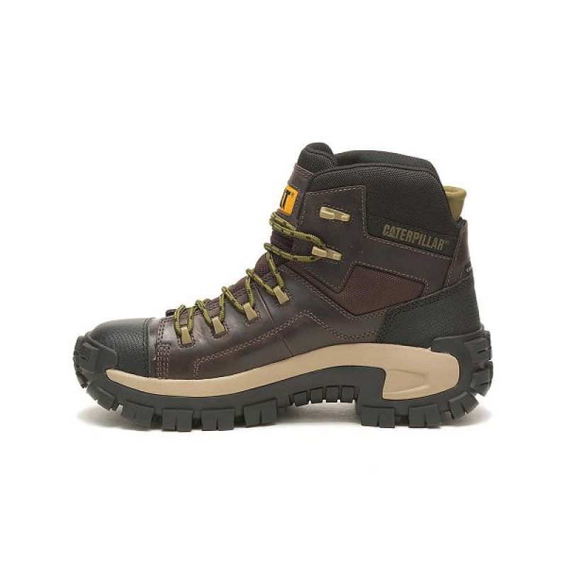 Caterpillar Invader Hiker Waterproof Composite Toe Men's Work Boots Coffee | 906185-WFZ