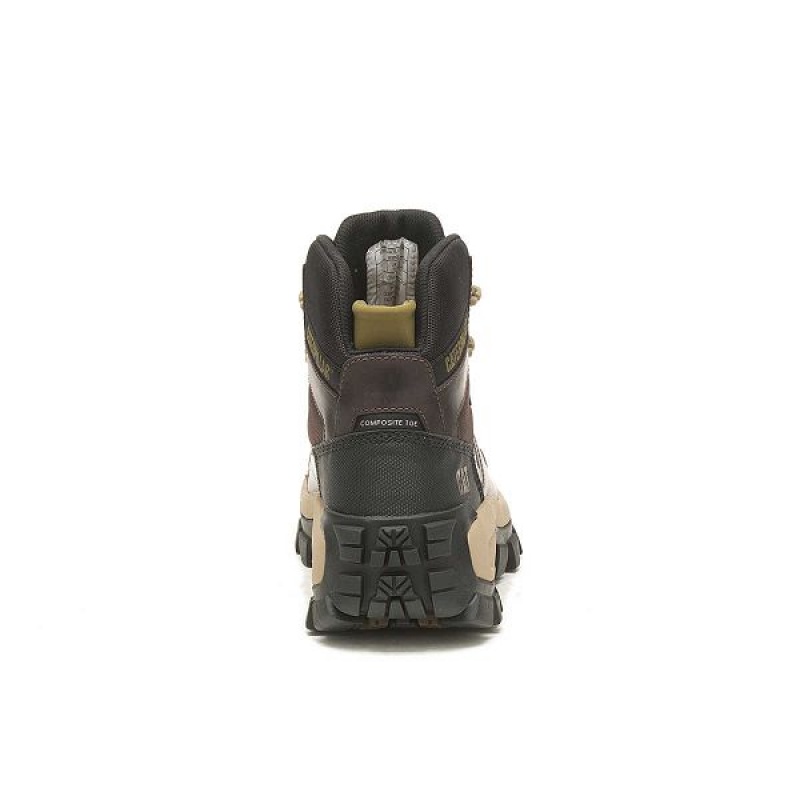 Caterpillar Invader Hiker Waterproof Composite Toe Men's Work Boots Coffee | 906185-WFZ