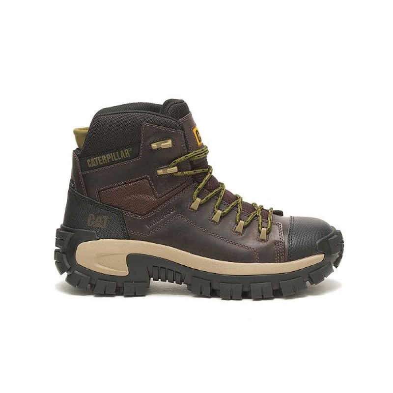 Caterpillar Invader Hiker Waterproof Composite Toe Men\'s Work Boots Coffee | 906185-WFZ