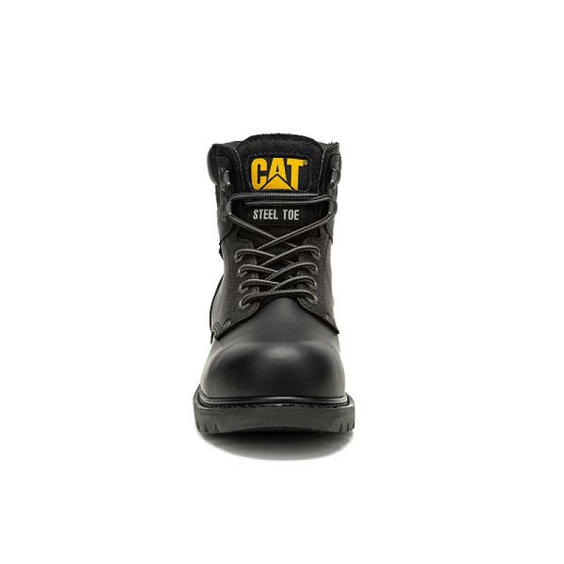 Caterpillar Second Shift Waterproof Steel Toe Men's Work Boots Black | 136047-SPG