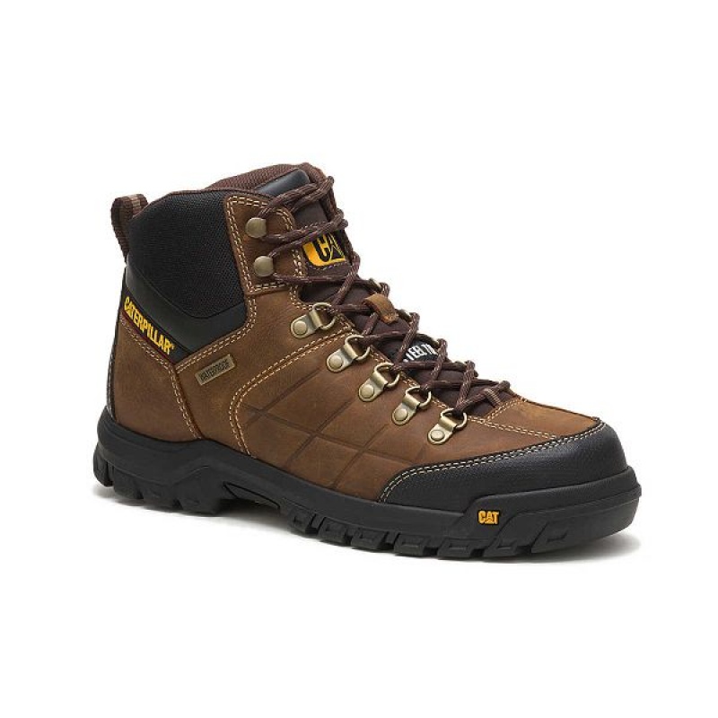 Caterpillar Threshold Waterproof Steel Toe Men's Work Boots Brown | 157093-ZPD