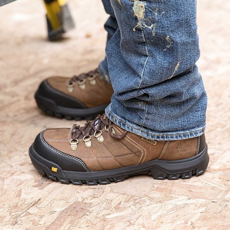 Caterpillar Threshold Waterproof Steel Toe Men's Work Boots Brown | 157093-ZPD