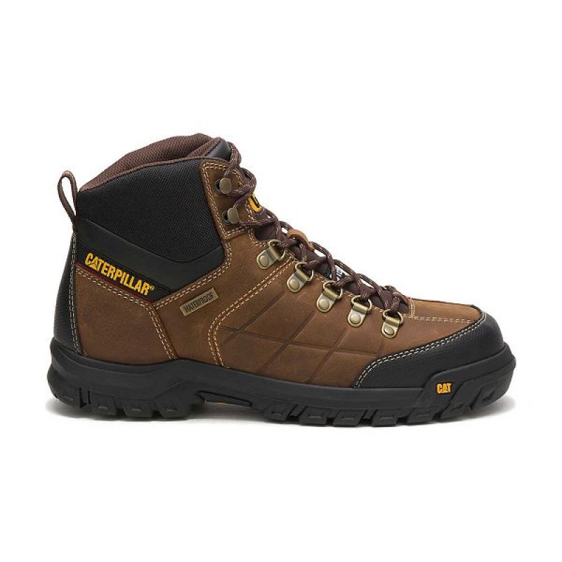 Caterpillar Threshold Waterproof Steel Toe Men\'s Work Boots Brown | 157093-ZPD