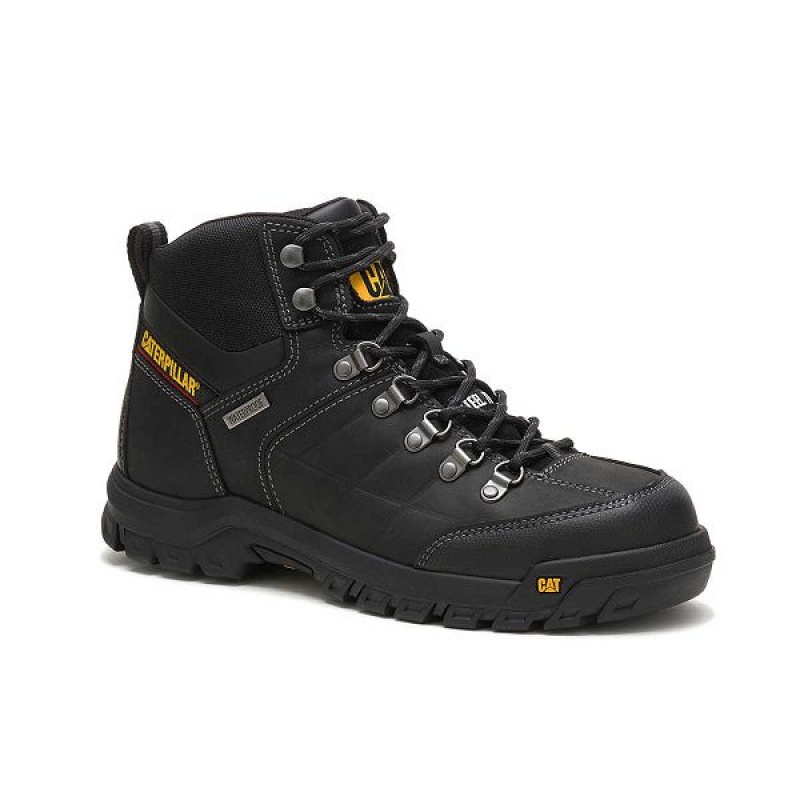 Caterpillar Threshold Waterproof Steel Toe Men's Work Boots Black | 045782-NRD