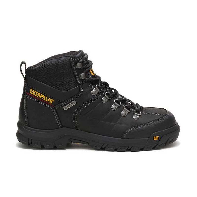 Caterpillar Threshold Waterproof Steel Toe Men\'s Work Boots Black | 045782-NRD